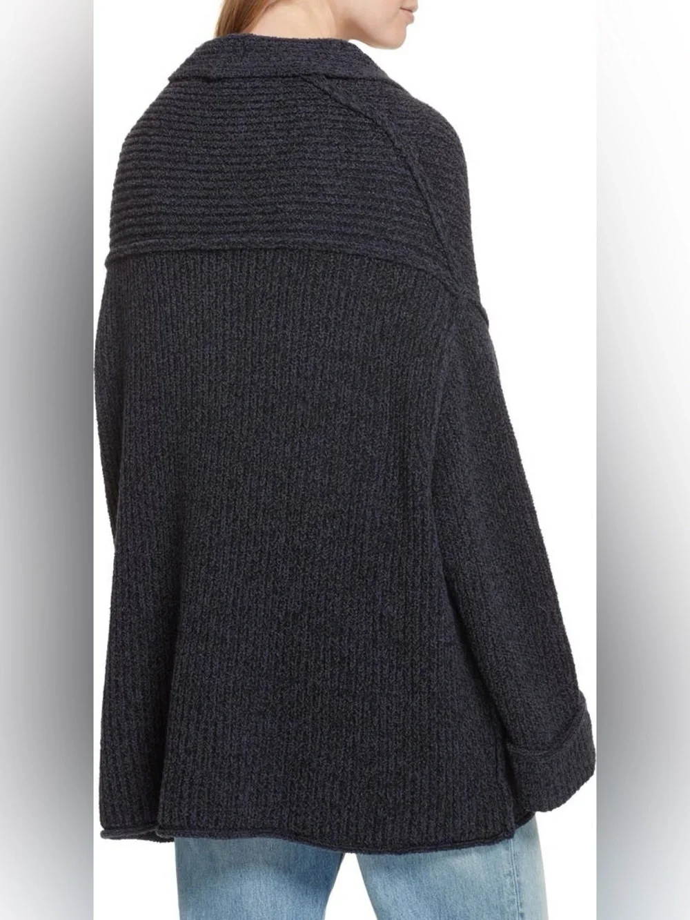 Free People Low Tide Cardigan Navy Blue Knit Open Pocket